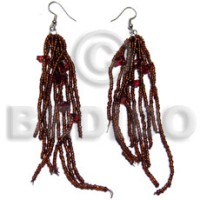 dangling brown glass beads with resin nuggets