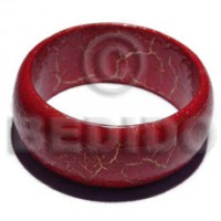natural wood bangle in red and gold