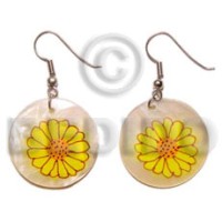 dangling 35mm round hammershell with handpainted sunflower
