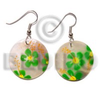 dangling 35mm round hammershell with handpainted flower
