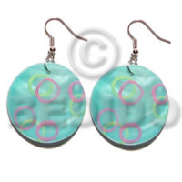 dangling 35mm round kabibe shell in aqua