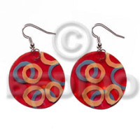 dangling 35mm round red capiz shell 