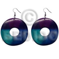 dangling painted 40mm ring natural wood beads