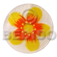 round natural 50mm capiz shell with handpainted