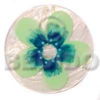 round natural 50mm capiz shell with handpainted