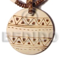 50mm round coco pendant with aztec burning