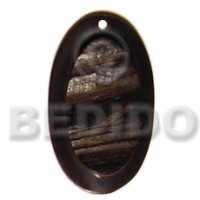 oval horn with natural carving 45mm