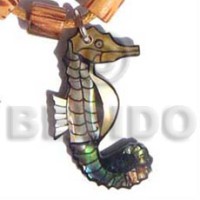inlaid assorted shells  seahorse pendant