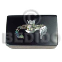 wooden jewelry box with inlaid seahorse