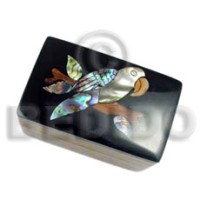 wooden jewelry box with inlaid bird design black