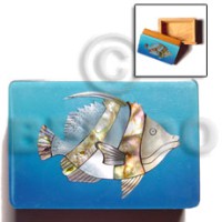 wooden jewelry box with blue top with