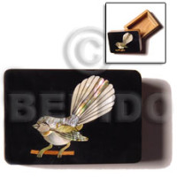 wooden jewelry box with blue top with