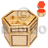 bamboo with raffia jewelry box large