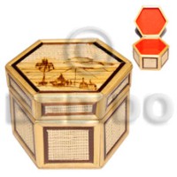 bamboo with raffia jewelry box  medium