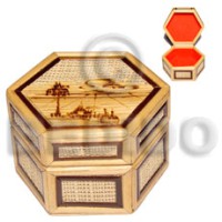 bamboo with raffia jewelry box  small