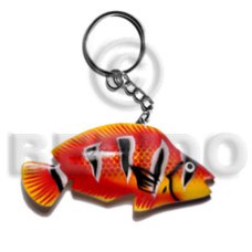fish handpainted wood keychain 90mmx50mm  can