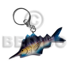fish handpainted wood keychain 95mmx40mm  can