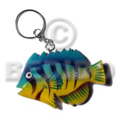 fish handpainted wood keychain 70mmx40mm  can