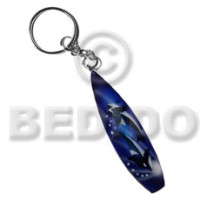 surfboard handpainted wood keychain 100mmx25mm  can