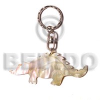 40mm carved mother of pearl shell (MOP) shell keychain dinosaur