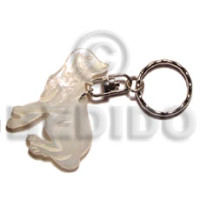 40mm carved mother of pearl shell (MOP) shell keychain dog