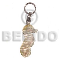 40mm carved mother of pearl shell (MOP) shell keychain seahorse