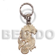 40mm carved mother of pearl shell (MOP) shell keychain dragon
