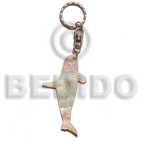 40mm carved mother of pearl shell (MOP) shell keychain dolphin
