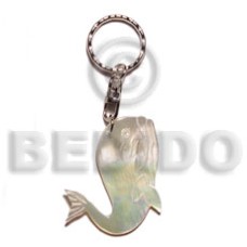 40mm carved mother of pearl shell (MOP) shell keychain whale