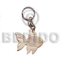 40mm carved mother of pearl shell (MOP) shell keychain fish