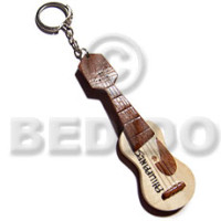 100mmx30mm polished wooden guitar keychain with