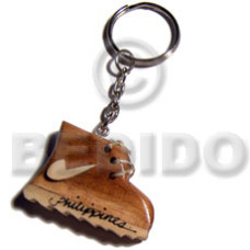 25mmx40mm polished wooden rubber shoes keychain