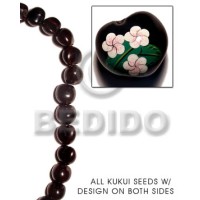 kukui seed  black with flower design
