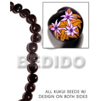 kukui seed  black with flower design