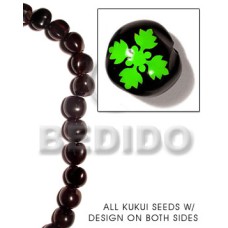kukui seed  black with flower design