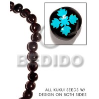 kukui seed  black with flower design