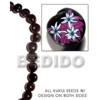 kukui seed  black with flower design
