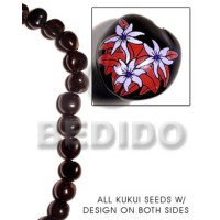 kukui seed  black with flower design