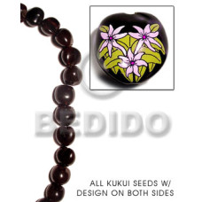 kukui seed  black with flower design