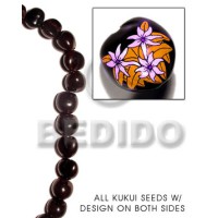 kukui seed  black with flower design