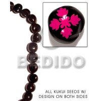 kukui seed  black with flower design