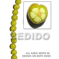 kukui seed  yellow with flower design