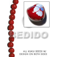 kukui seed  red with flower design