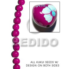 kukui seed  fuschia with flower design