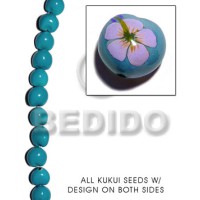 kukui seed  aqua blue with flower