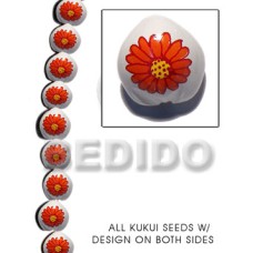 kukui seed  white with flower design