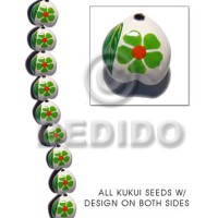 kukui seed  white with flower design