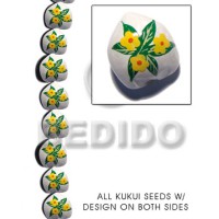 kukui seed  white with flower design