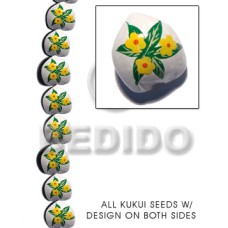 kukui seed  white with flower design