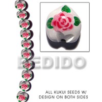 kukui seed white with flower design